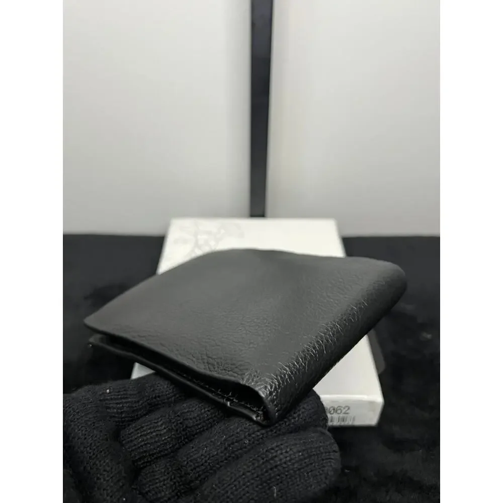 Versace Collection Black Pebbled Leather Bifold Wallet Medusa Auth Box